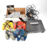 Nintendo 64 games console with nineteen loose games.