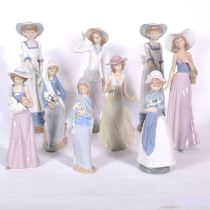 Six Nao and three Lladro figurines