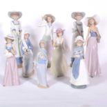 Six Nao and three Lladro figurines