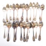 Set of six Georgian silver teaspoons, William Bateman I, London 1825, and other silver flatware.