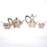 A silver four-piece teaset, Thomas Bradbury & Sons Ltd, Sheffield 1902, 1904 and 1917.