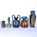Five Flemish earthenware vases
