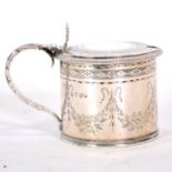 Georgian silver drum mustard, maker's mark rubbed, London 1821.