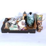 One box of decorative ceramics, including beer steins, Royal Albert teaset, etc