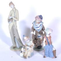 Four Lladro clown figurines