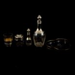French silver and cut glass four-piece liquor or absinthe set, retailed by Mellerio dits Meller