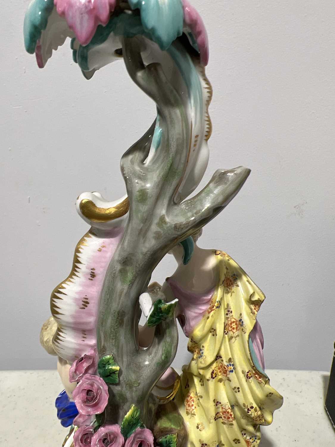 Pair of Meissen porcelain candlesticks, allegorical of the Seasons - Image 3 of 8