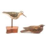 William E Kirkpatrick, two American folk art carved wooden birds