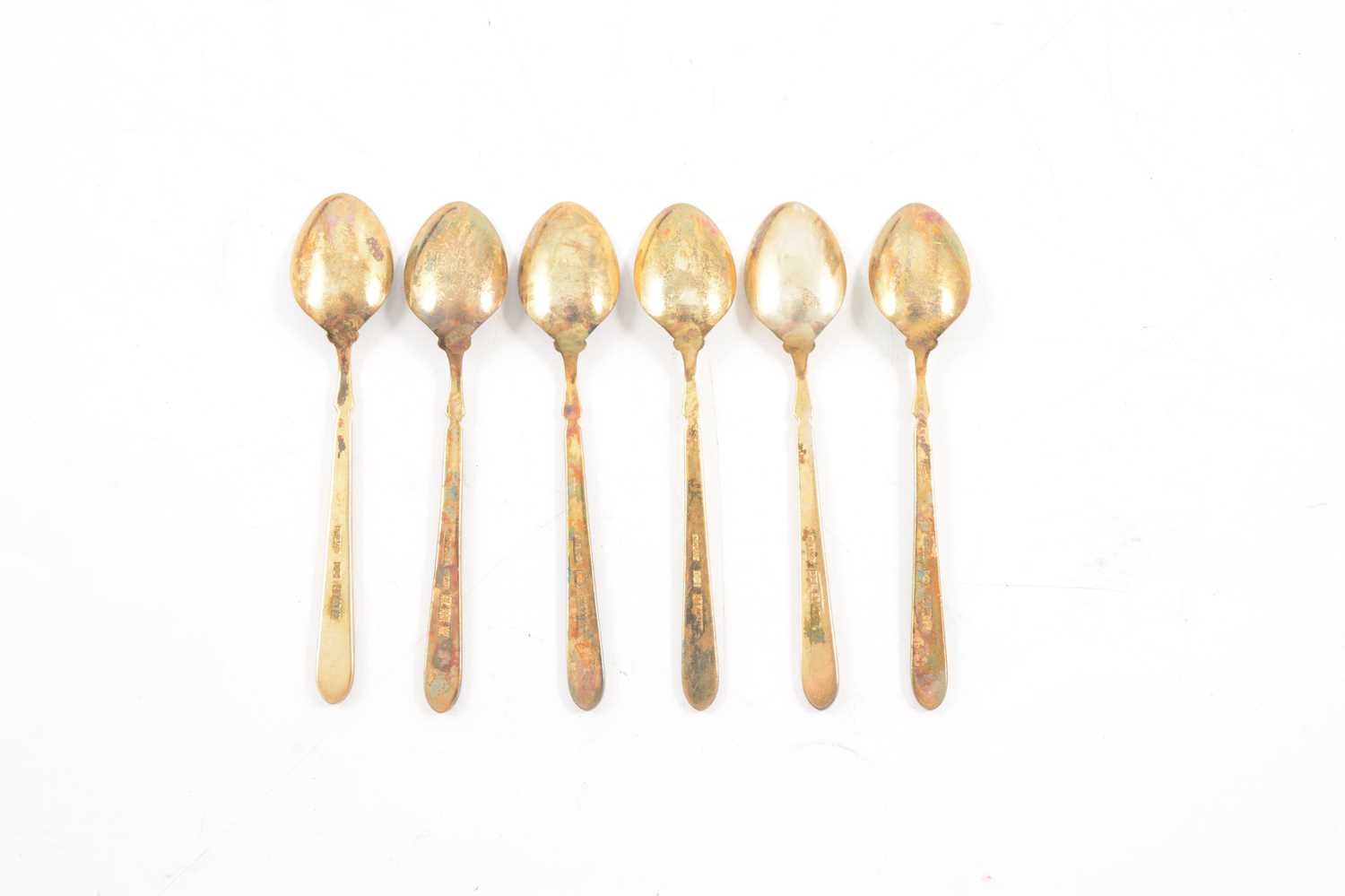 Set of six Harlequin silver gilt and enamelled coffee spoons, retailed by Asprey & Co - Image 7 of 7