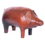 Brown leather Pig footstool, believed retailed by Liberty & Co.