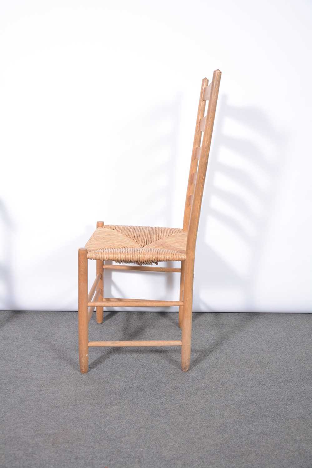Set of six Arts and Crafts 'Clissett' style dining chairs - Image 3 of 10