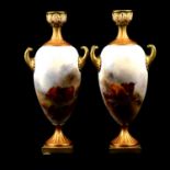 Pair of Royal Worcester vases, Harry Stinton, 1912