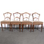 Set of six Victorian walnut and inlaid salon chairs