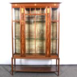 English Art Nouveau inlaid mahogany china cabinet