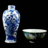 Chinese porcelain blue and white vase, and a Chinese porcelain bowl