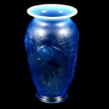 French, an Art Deco opalescent glass vase with fish design