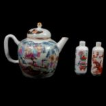 Chinese porcelain teapot and a pair of miniature vases