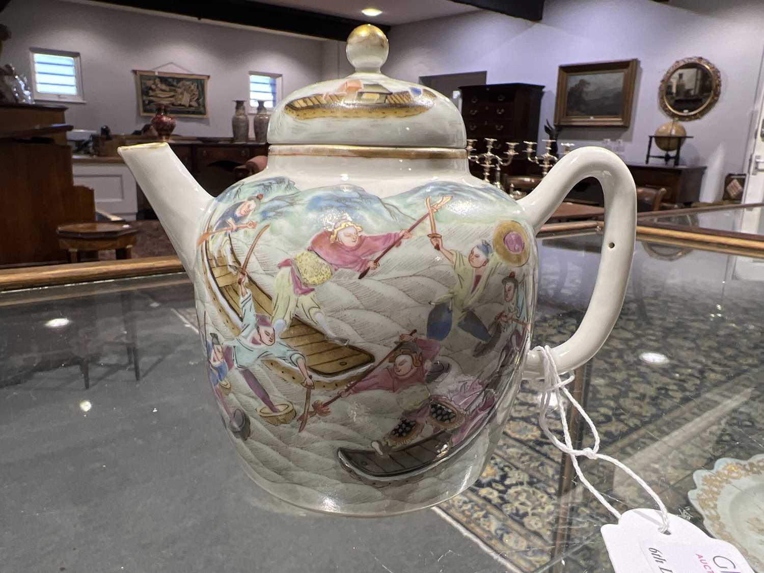 Chinese porcelain teapot and a pair of miniature vases - Image 2 of 13