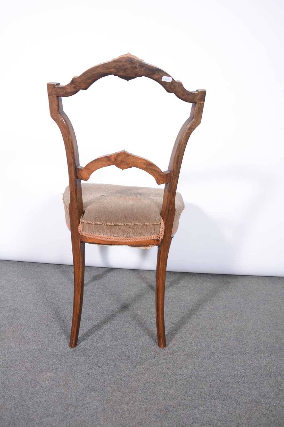 Set of six Victorian walnut and inlaid salon chairs - Image 8 of 13