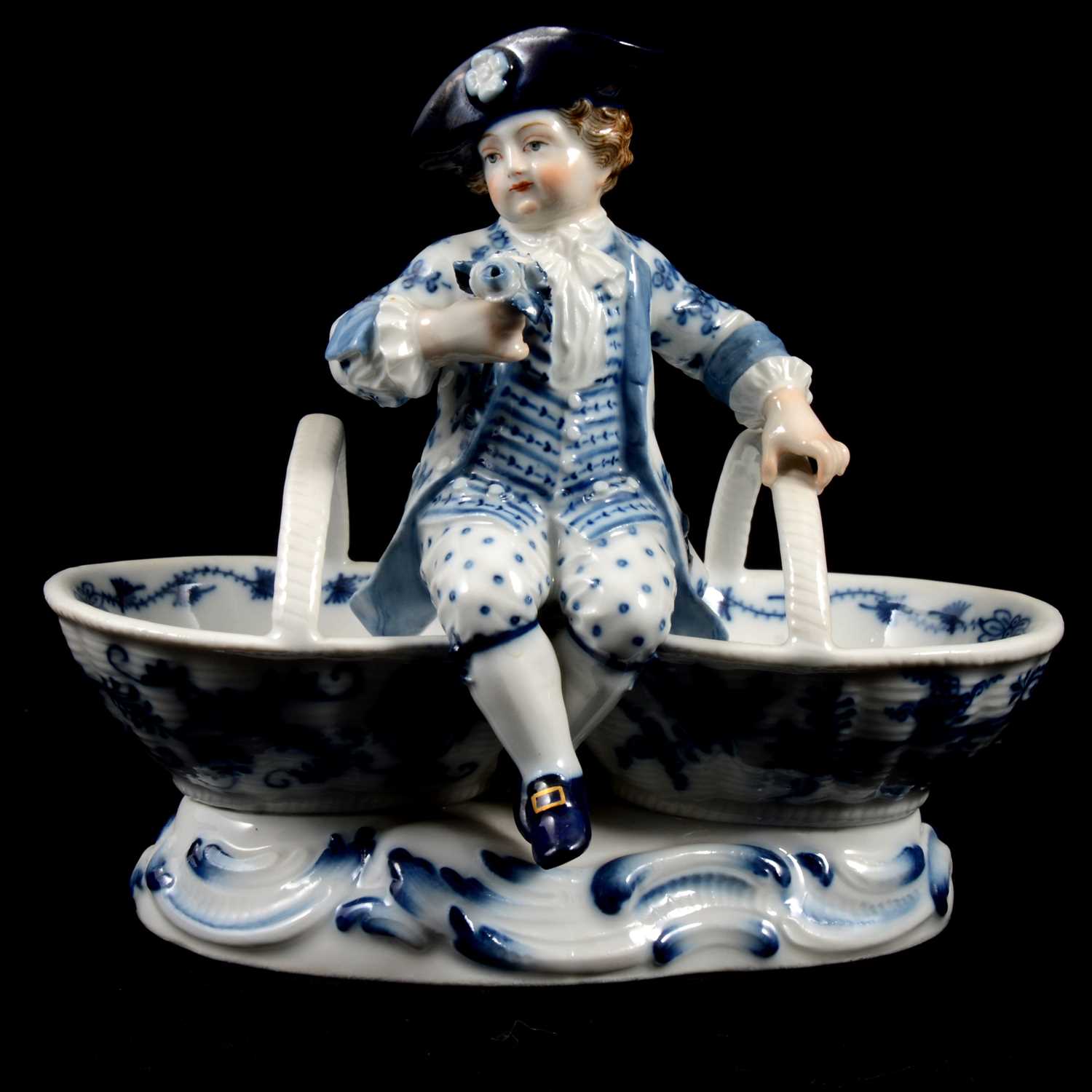 Near pair of Meissen porcelain figural table salts, late 19th / early 20th century - Image 12 of 21