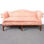 George III style settee, and two matching footstools