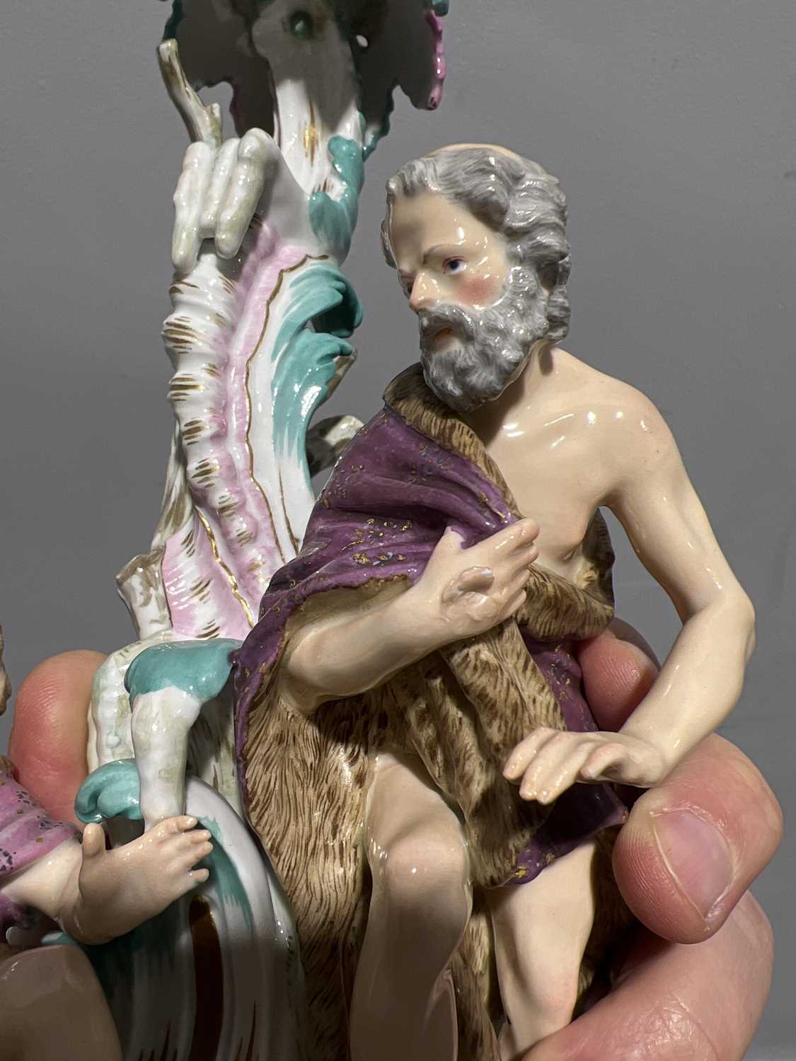 Pair of Meissen porcelain candlesticks, allegorical of the Seasons - Image 6 of 8