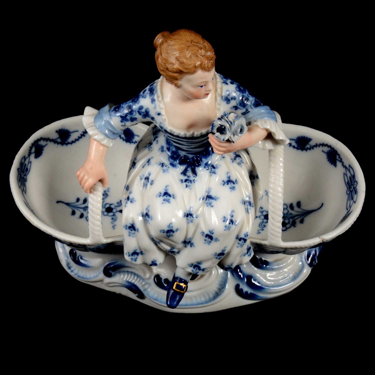 Near pair of Meissen porcelain figural table salts, late 19th / early 20th century - Image 8 of 21