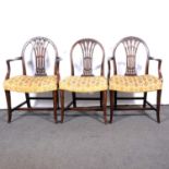 Set of ten Hepplewhite revival mahogany dining chairs, by Gill & Reigate, London