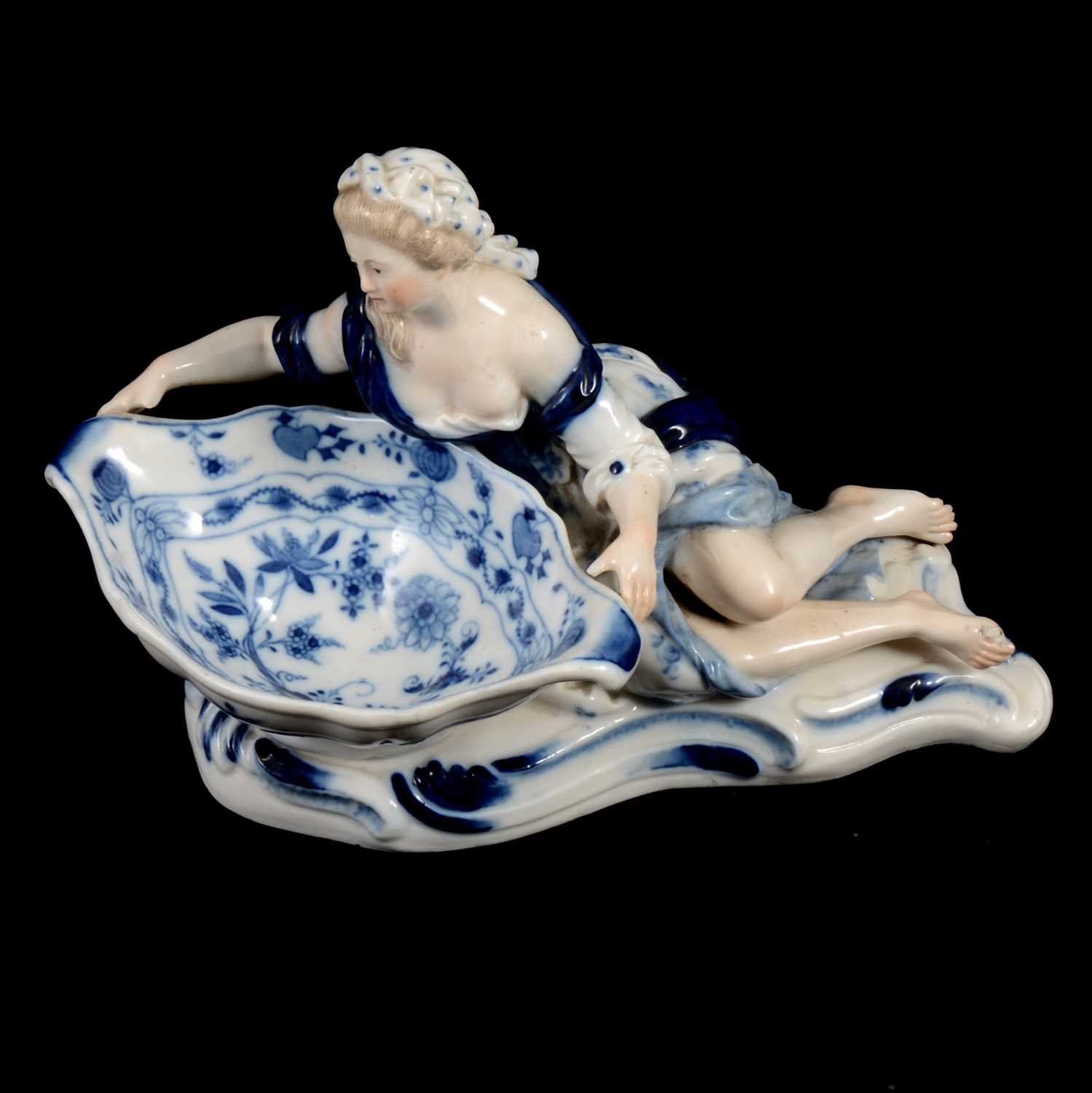 Near pair of Meissen porcelain figural table salts, late 19th / early 20th century - Image 18 of 21