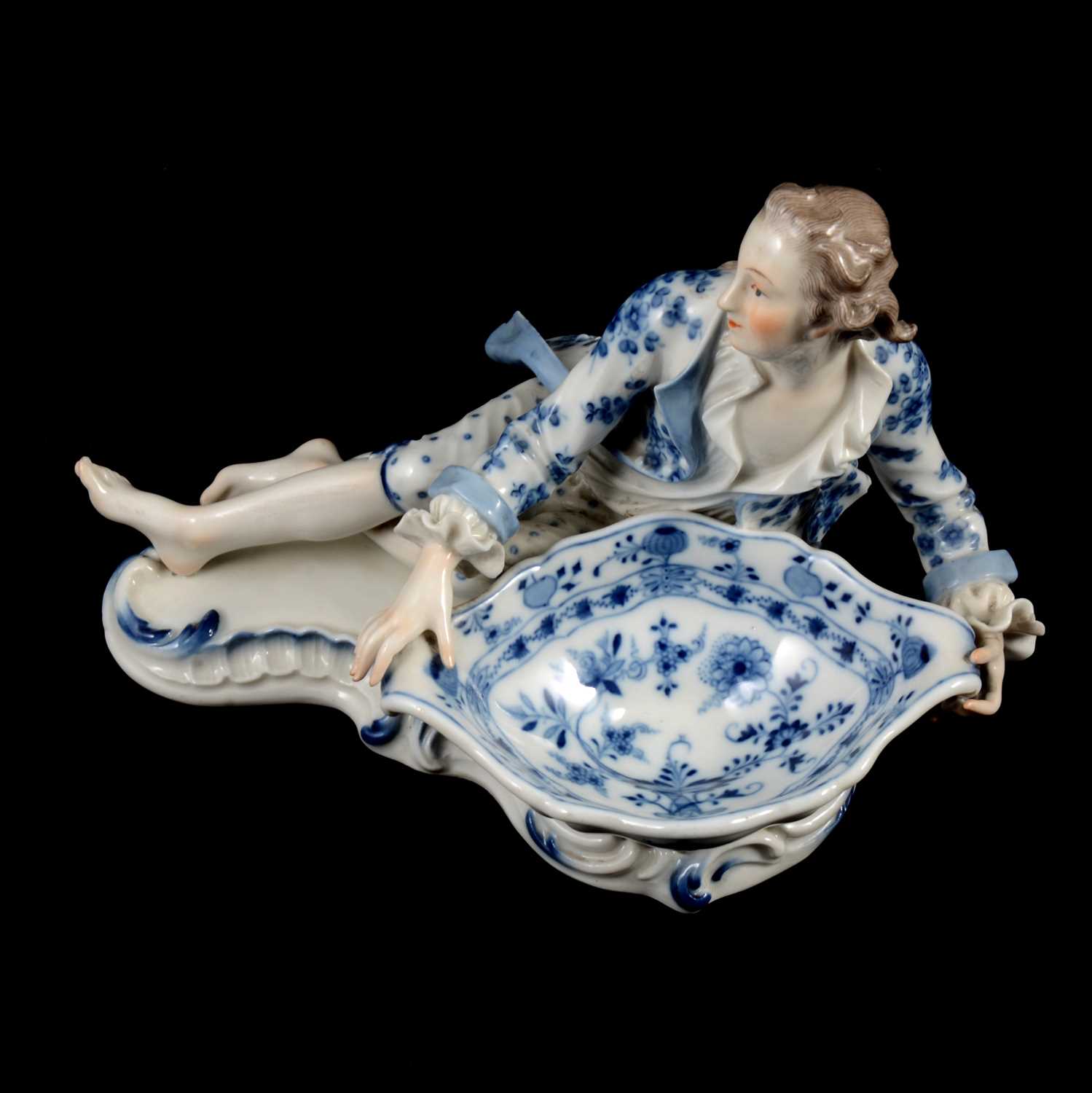 Near pair of Meissen porcelain figural table salts, late 19th / early 20th century - Image 3 of 21