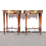 Pair of French walnut tables, 20th Century