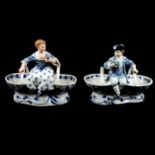 Pair of Meissen porcelain figural table salts, late 19th/ early 20th century