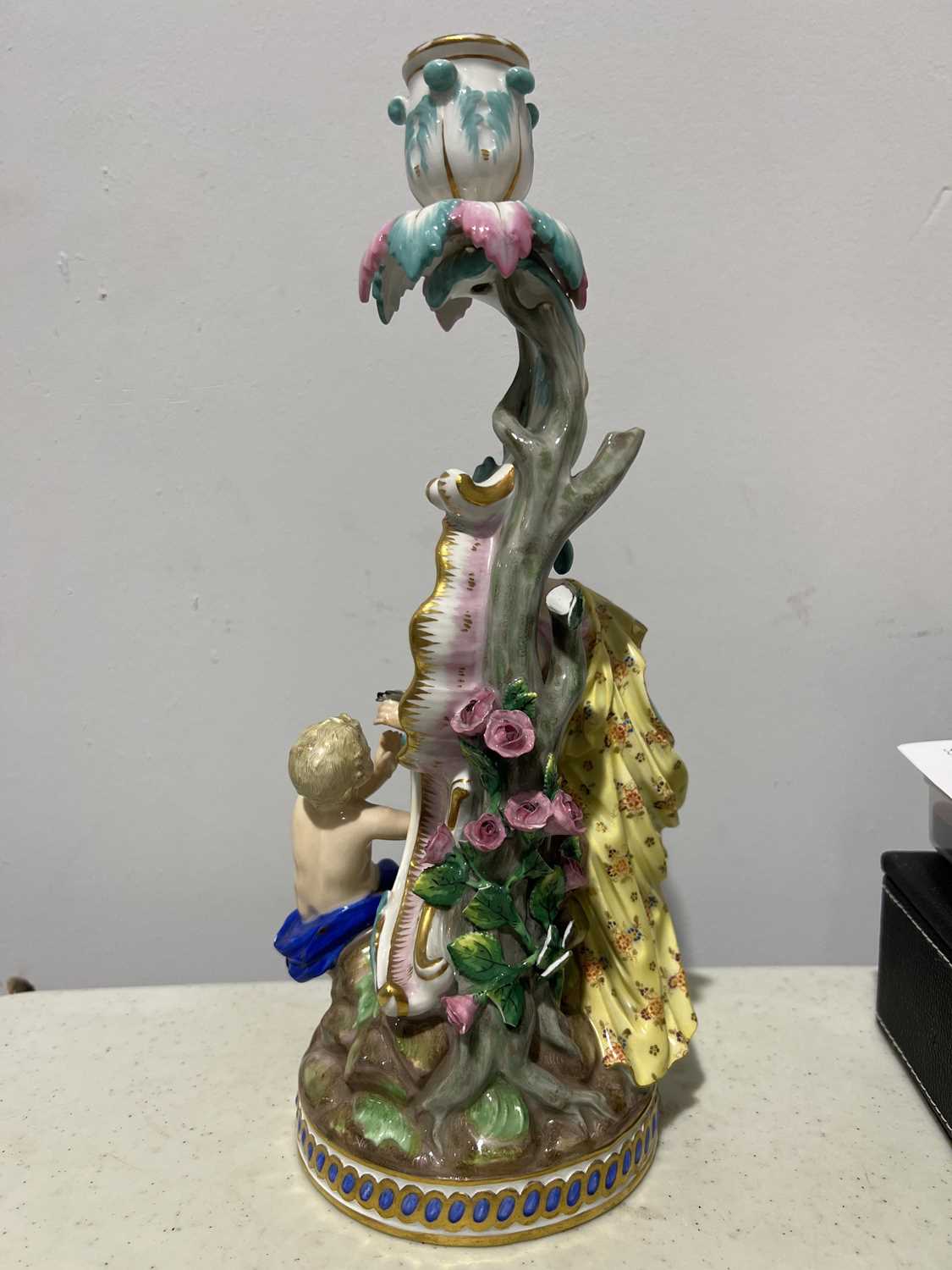 Pair of Meissen porcelain candlesticks, allegorical of the Seasons - Image 2 of 8