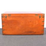 Large teak campaign trunk,