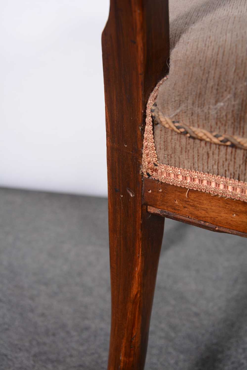 Set of six Victorian walnut and inlaid salon chairs - Image 3 of 13