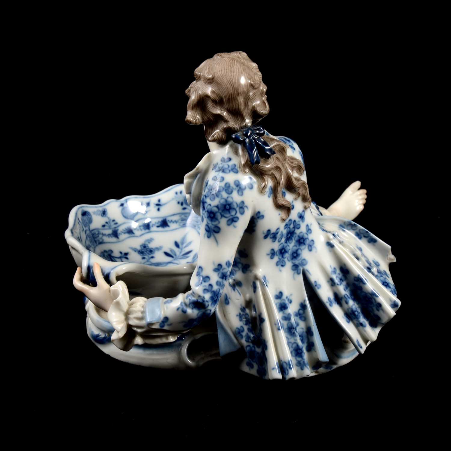 Near pair of Meissen porcelain figural table salts, late 19th / early 20th century - Image 4 of 21