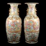 Pair of large Cantonese famille rose vases