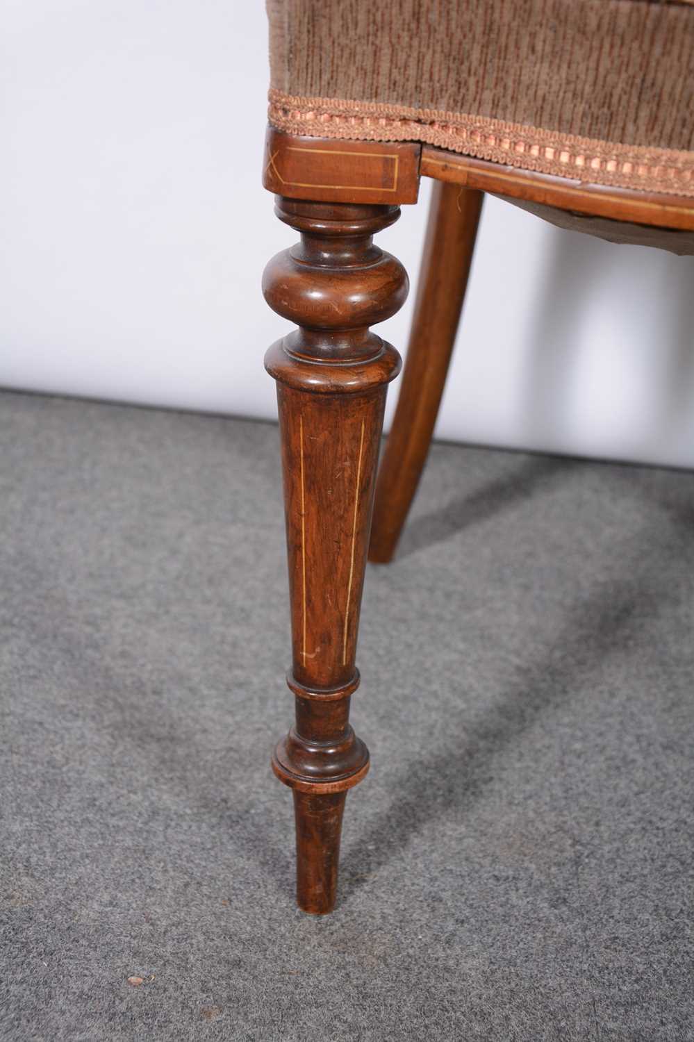 Set of six Victorian walnut and inlaid salon chairs - Image 7 of 13