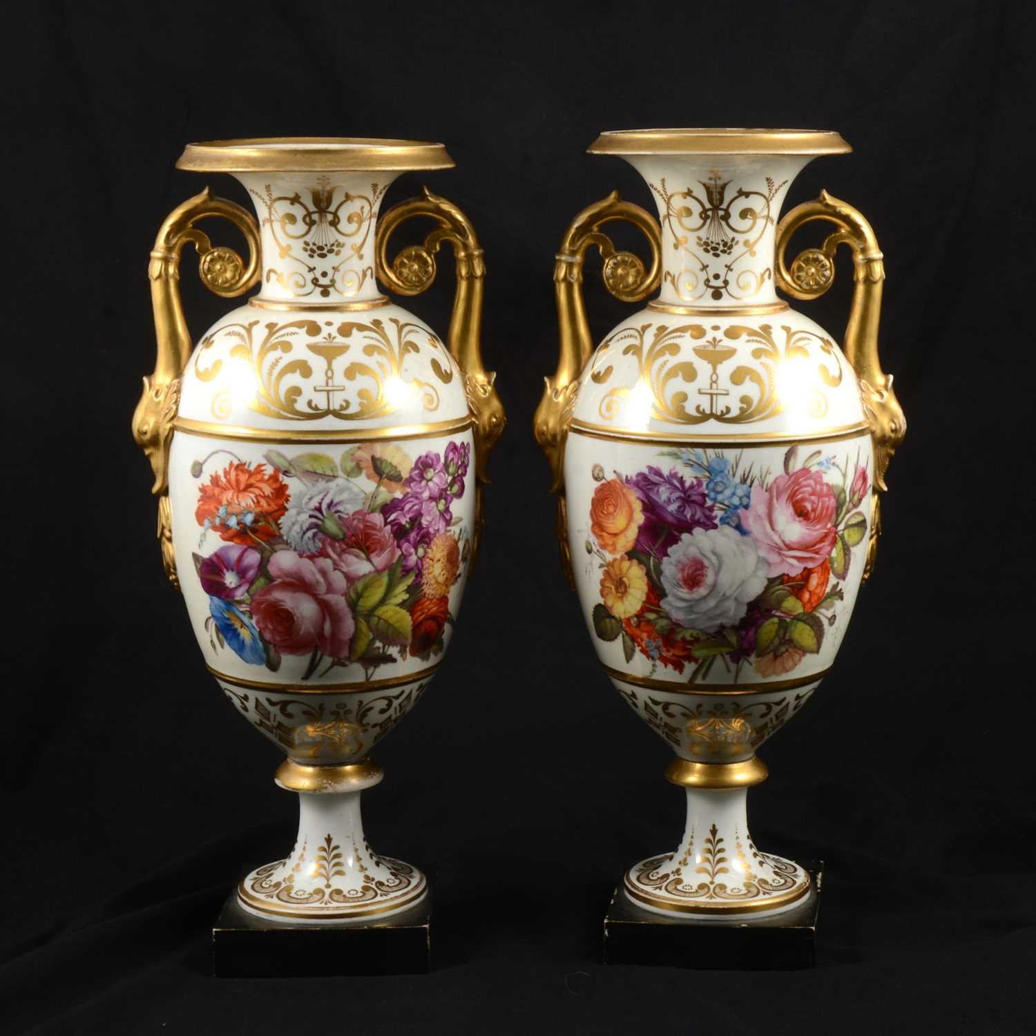 Pair of Nantgarw-style porcelain vases, early 19th century