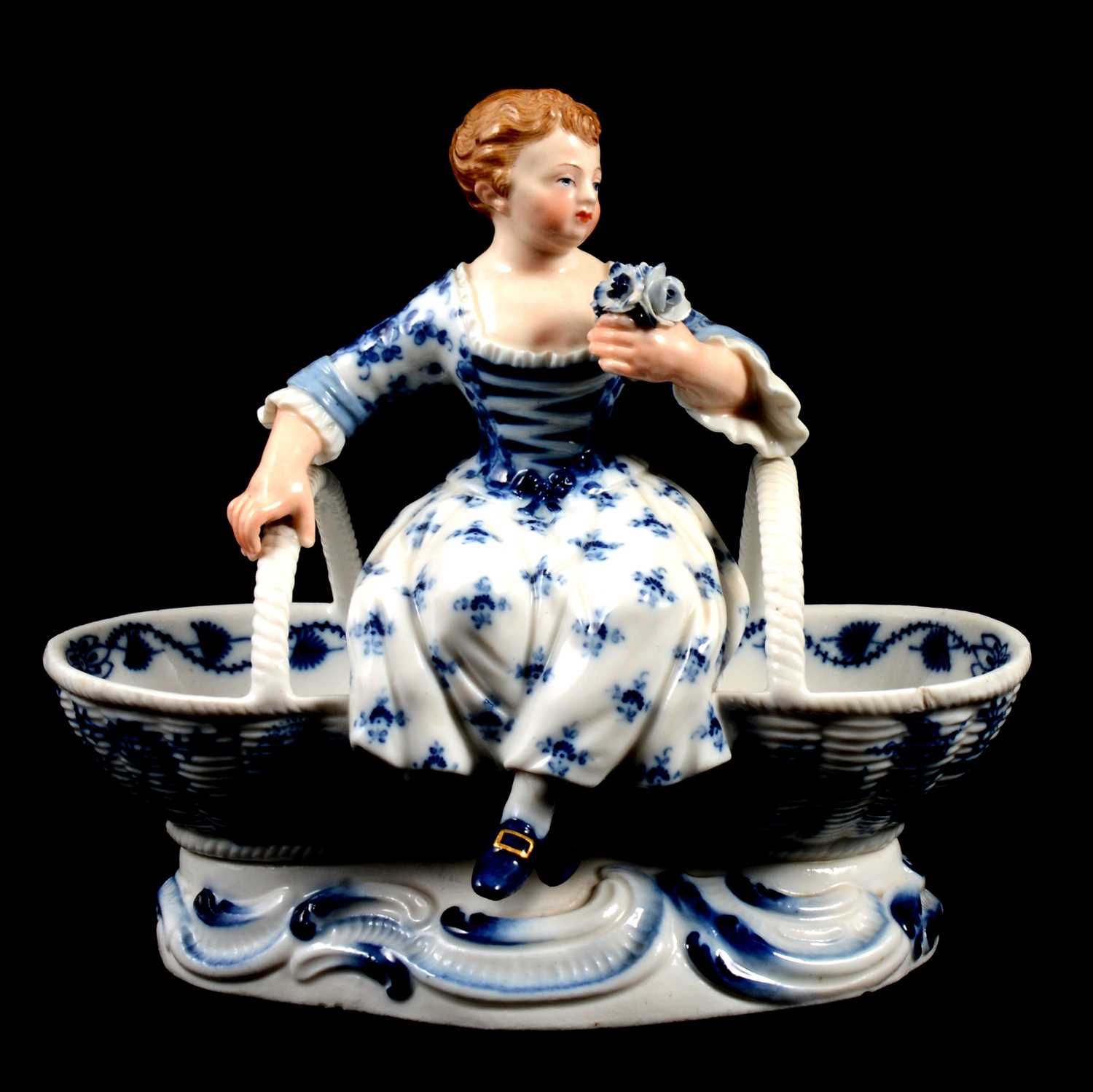 Near pair of Meissen porcelain figural table salts, late 19th / early 20th century - Image 7 of 21