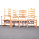 Set of six Arts and Crafts 'Clissett' style dining chairs