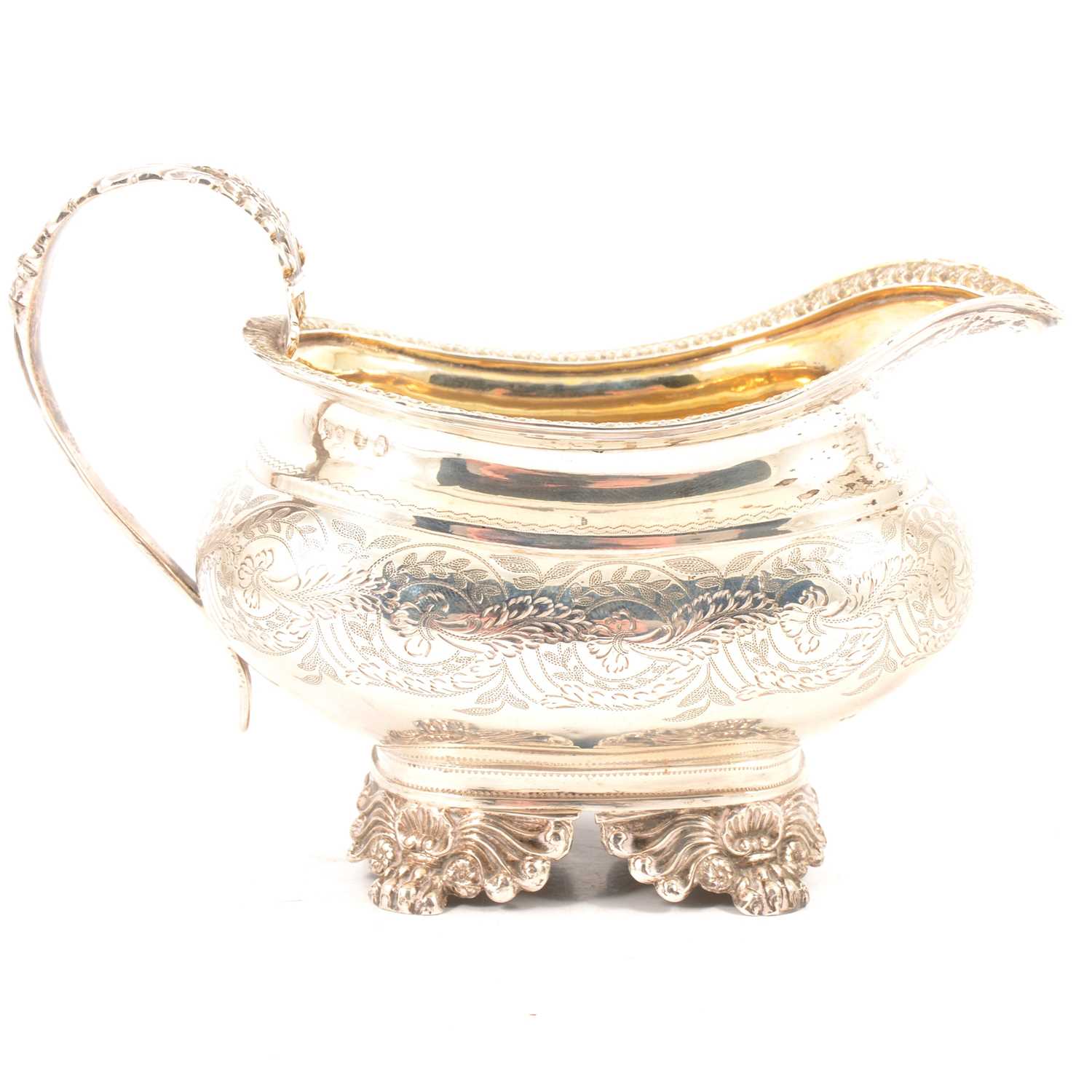 Georgian silver milk jug, maker's mark rubbed, London 1824