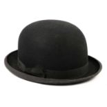 Harrods black velvet bowler hat.