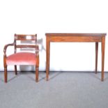 Edwardian mahogany tea table, and an elbow chair