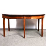 George III mahogany dining table and seven various mahogany dining chairs,