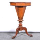 Victorian walnut trumpet work table,