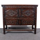 Victorian carved oak mule chest,