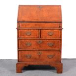 Reproduction walnut bureau, of George II design,