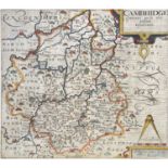 After Christopher Saxton, hand-coloured map of Cambridge