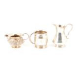 A silver cream jug, Nathan & Hayes, Birmingham 1890, another other small silver items.